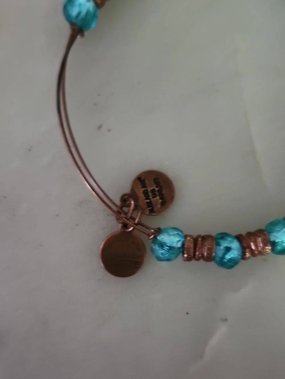 Alex and Ani Turquoise Beaded Bangle, Dolphin Charm Bangle, & Gold Tone Bangle